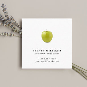 Carte De Visite Carré Nutritionniste Minimaliste Élégante Pomme Verte