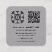Carte De Visite Carré Objectif de caméra drone gris (Dos)