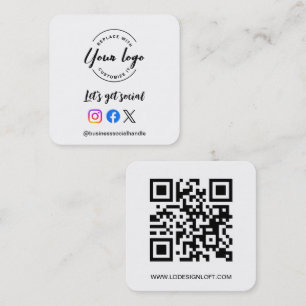 Carte De Visite Carré Obtenons des médias sociaux QR code site Web Perso