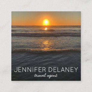 Carte De Visite Carré Ocean Beach Waves Sunset Nature Voyage photo