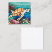 Carte De Visite Carré OCEAN Tortue de mer aquarelle peinture hyper réali (Devant / Derrière)