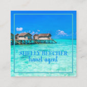 Carte De Visite Carré Océan tropical de plage d'été d'agent de voyage (Devant)