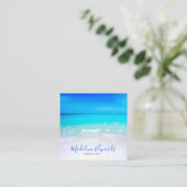 Carte De Visite Carré Ocean Wave Beach Blue Scene Moderne Monogramme Car (Debout devant)