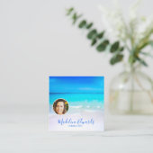 Carte De Visite Carré Ocean Wave Beach Blue Scene Photo moderne (Debout devant)