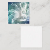 Carte De Visite Carré Octopus Midnight Blue Aquarelle Turquoise Art Vint (Devant / Derrière)