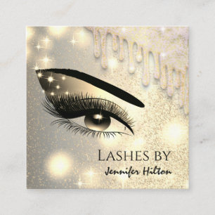 Carte De Visite Carré Oeil de maquillage branché de cils glittery