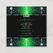 Carte De Visite Carré OEil qui attrape les ornements d'ornement vert noi (Dos)