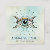 Carte De Visite Carré Oeil - Triple Lune - Pierre et or (Devant)