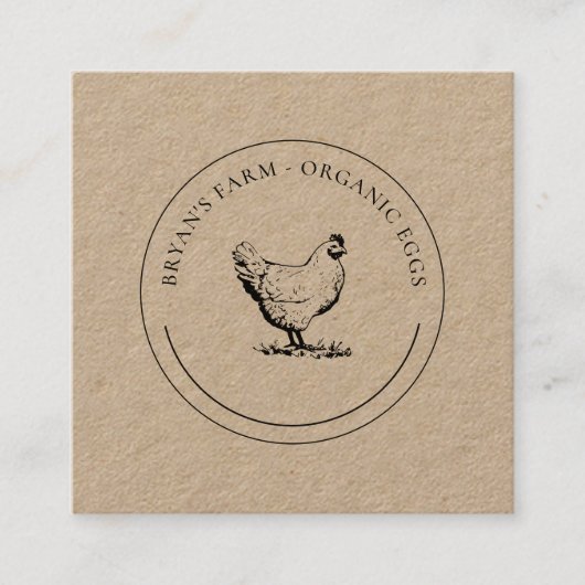 Carte De Visite Carré Oeufs bio Poulet Premium Kraft (Devant)