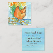 Carte De Visite Carré Oeufs frais de la ferme de poulets (Devant / Derrière)