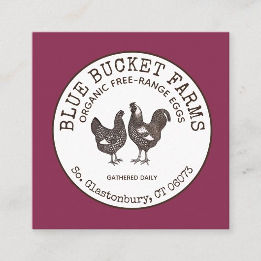 Carte De Visite Carré Oeufs frais vintages (Devant)