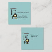 Carte De Visite Carré Oeufs frigorifiques Ustensiles de Cuisine Chef cui (Devant / Derrière)