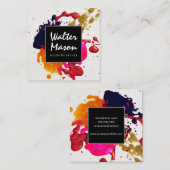 Carte De Visite Carré Oeuvre Abstraite | Plaque d'encre (Devant / Derrière)