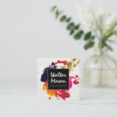 Carte De Visite Carré Oeuvre Abstraite | Plaque d'encre (Debout devant)