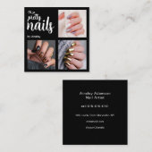 Carte De Visite Carré Oh So Pretty Nail Artist Script Photo (Devant / Derrière)