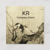 CARTE DE VISITE CARRÉ OISEAU DE PRINTEMPS ET MONOGRAMME D'ARBRE DE FLEUR (Dos)