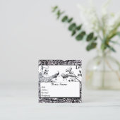 Carte De Visite Carré OISEAUX AMOUREUX DE MARIAGE / PAONS MONOGRAMME Noi (Debout devant)