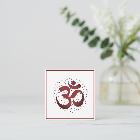 Carte De Visite Carré OM Symbole Yoga Méditation Instructeur (Debout devant)