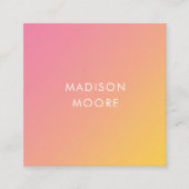 Carte De Visite Carré Ombré créatif couleur rose jaune dégradé (Devant)