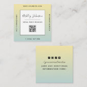 Carte De Visite Carré Ombre gris vert moderne Code QR minimal (Devant / Derrière)