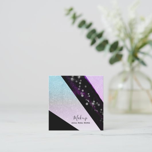 Carte De Visite Carré *~ Ombre Turquoise rose Parties scintillant chic G (Debout devant)