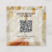 Carte De Visite Carré Online Shop Modern Photo Overlay QR Code Square (Devant)