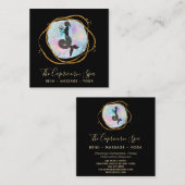 Carte De Visite Carré *~* Opal Aquarelle Capricorne Déesse Mermaid Or (Devant / Derrière)