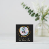 Carte De Visite Carré *~* Opal Aquarelle Capricorne Déesse Mermaid Or (Debout devant)