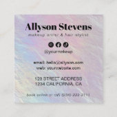Carte De Visite Carré Opalescent Pearl QR Code Hair Makeup Artist (Dos)