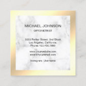 Carte De Visite Carré Optométriste des lunettes de marbre doré (Dos)