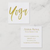 Carte De Visite Carré Or blanc de professeur d'instructeur de yoga de (Devant / Derrière)