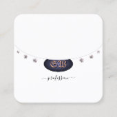 Carte De Visite Carré Or blanc et Rose de luxe avec bijoux Monogrammed (Devant)