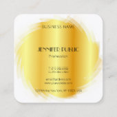 Carte De Visite Carré Or Blanc Luxe Moderne Élégant Modèle Monogramme (Dos)