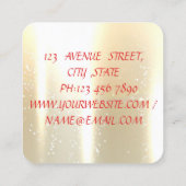 Carte De Visite Carré Or brillant professionnel moderne, talons de fleur (Dos)