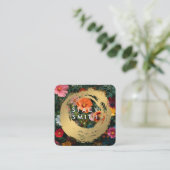 Carte De Visite Carré Or brossé | Fleurs colorées (Debout devant)