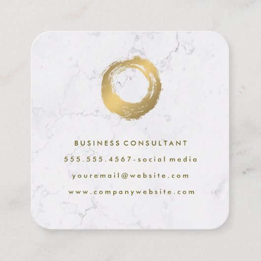 Carte De Visite Carré Or Chic brossé | Marbre (Dos)