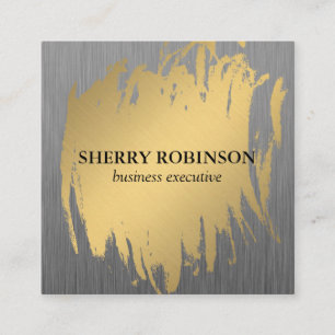 Carte De Visite Carré Or de luxe avec Faux Metallic