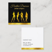 Carte De Visite Carré Or de luxe | Mannequin | Concepteur de mode (Devant / Derrière)