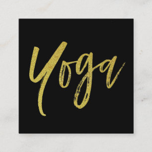 Carte De Visite Carré Or de noir de professeur d'instructeur de yoga de