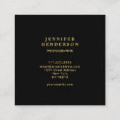 Carte De Visite Carré Or élégant moderne et professionnel noir (Dos)