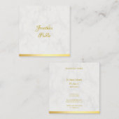 Carte De Visite Carré Or Et Marbre Nom manuscrit Modèle Moderne (Devant / Derrière)