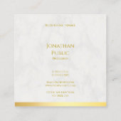 Carte De Visite Carré Or Et Marbre Nom manuscrit Modèle Moderne (Dos)