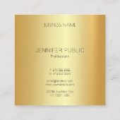 Carte De Visite Carré Or glamour Look moderne Élégant Simple Modèle (Dos)