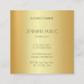 Carte De Visite Carré Or glamour moderne look élégant Modèle simple (Dos)