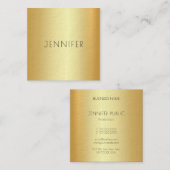 Carte De Visite Carré Or glamour moderne look élégant Modèle simple (Devant / Derrière)