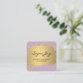 Carte De Visite Carré Or métallique brossé pourpre et Sparle (Debout devant)