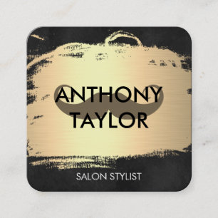 Carte De Visite Carré Or métallique élégant brossé à la moustache