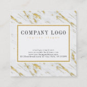 Carte De Visite Carré Or Moderne Et Pierre Marbre blanc (Dos)