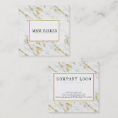 Carte De Visite Carré Or Moderne Et Pierre Marbre blanc (Devant / Derrière)