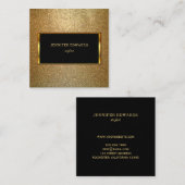 Carte De Visite Carré Or moderne et professionnel chic élégant noir (Devant / Derrière)